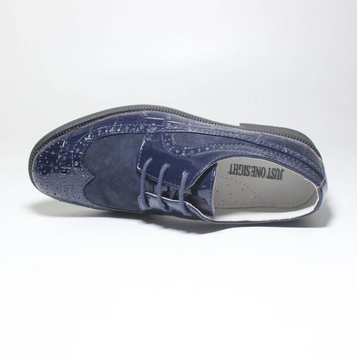 2022ฤดูใบไม้ผลิและฤดูใบไม้ร่วงชายรองเท้าอย่างเป็นทางการ-navy-blue-suede-faux-สิทธิบัตรหนังทารก-junior-communion-party-งานแต่งงานพรหม-brogue