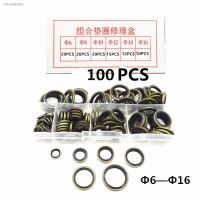 ﹉✜ 100PCS M6 M8 M10 M12 M14 M16 High Pressure Hydraulic Pipe Seal Pad Rubber Metal Shim Seal Gasket NBR Metal washer Kit