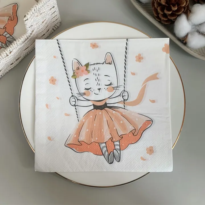 20pcs-pack-cute-skirted-cat-decoupage-paper-napkins-lovely-cartoon-napkin-paper-tissue-for-g-irls-birthday-party-supplies-0