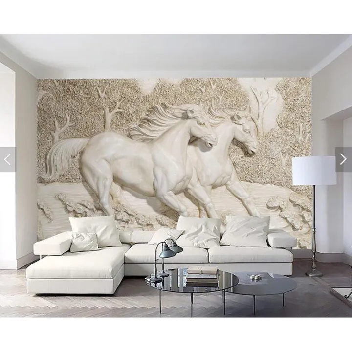 Custom embossed white running horse wallpaper,living room sofa tv wall  bedroom home decor restaurant hotel hall mural | Lazada PH