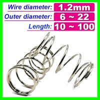 10pcs 304 Stainless Steel Spring Wire Diameter 1.2mm Compress Pressure Spring Rotor Return Buffer Cylidrical Coil Od 6mm 22mm