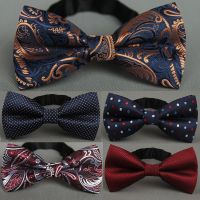 RBOCOTT Men 39;s Bow Tie Gold Paisley Bowtie Business Wedding Bowknot Dot Blue And Black Bow Ties For Groom Party Accessories