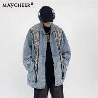 MAYCHEER   เสื้อนอกแขนยาวสำหรับผู้ชายดีไซน์แบบแจ็คเก็ตผ้าเดนิมเรียบง่ายใหม่