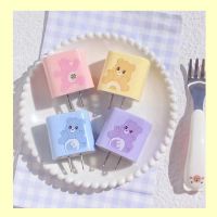 พร้อมส่งจากไทยAdapter for ไอโฟน18W/20Wชุดถนอมสายชาร์จ/เคสหัวชาร์จลายBearสีๆน่ารักสุดๆ