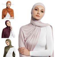 ผ้าโพกศีรษะมุสลิม180*80ซม. สีล้วนผ้าคลุมไหล่ยาวเข้ารูปตกแต่งด้วยผ้าคอตตอน WJ1020