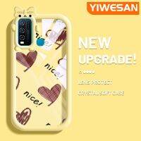 YIWESAN เคสสำหรับ VIVO Y30 Y30i Y50การ์ตูนน่ารักลายการ์ตูนช็อคโกแลตรูปหัวใจสวยงามเคสโปร่งใสกันกระแทกนุ่มโปร่งใสเรียบง่ายปลอกเคสโทรศัพท์รูปหัวใจ