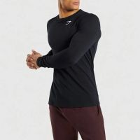 Fitness long sleeve mens cultivate ones morality tights gymshark running round collar movement stretch breathable cotton pure color in the spring and autumnTH