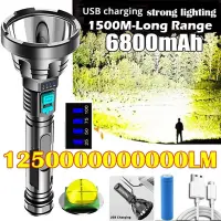 sell well feytu308 - / ไฟฉายพกพา Super Bright LED ไฟฉาย USB ชาร์จแสงที่แข็งแกร่ง1500เมตรระยะยาวไฟฉายกลางแจ้งสำหรับการเดินป่าวิ่ง