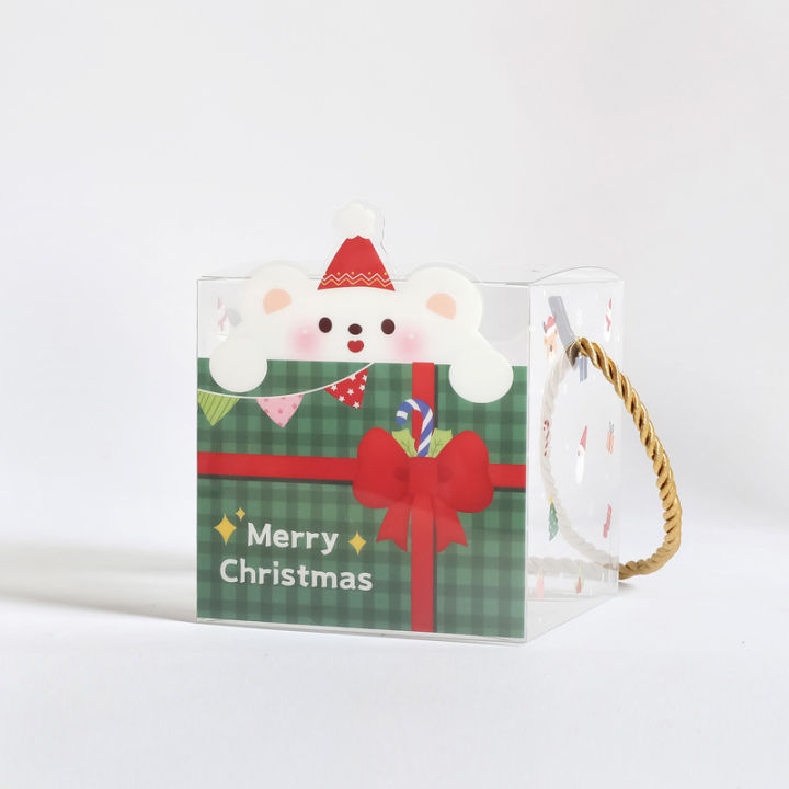 กล่องใส่ของขวัญห่อสำหรับลูกอมช็อคโกแลตคุกกี้กวางเอลก์ซานตาคลอสมนุษย์หิมะใสสำหรับงานปาร์ตี้-p5u7คริสต์มาส