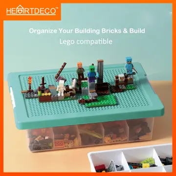 Lego Compatible Storage Container with Building Baseplate Lid