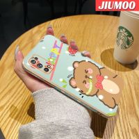 JIUMOO เคสสำหรับ Realme 7 Pro Narzo 20 Pro ลายหมีมีความสุขใหม่กรอบสี่เหลี่ยมพื้นผิวเคสซิลิกาเจลนิ่มกันกระแทกเคสมือถือรวมทุกอย่างฝาครอบป้องกันเลนส์กล้องถ่ายรูป