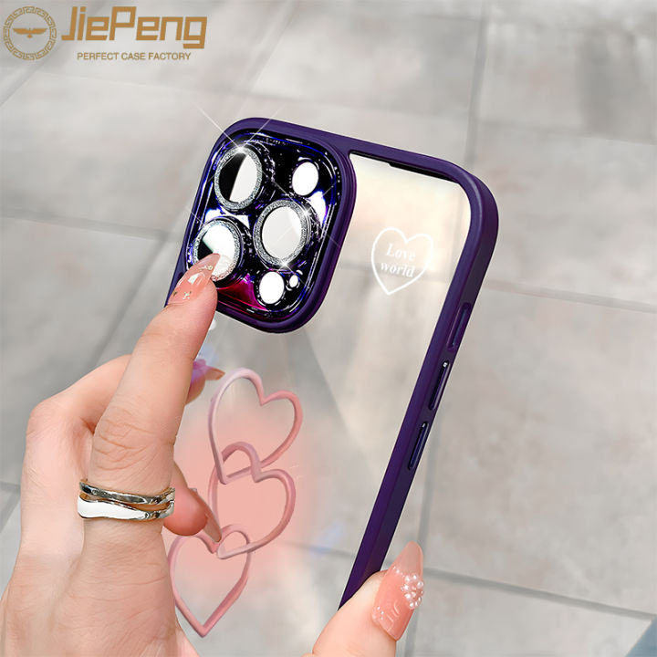 jiepeng-สำหรับ-iphone-14-13-12-11-pro-max-plus-แฟลชเจาะ-zy159สามสายหัวใจแฟชั่นเคสโทรศัพท์