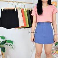 5519# 7 สี กระโปรงกางเกง ตะขอหน้า+ซิปหน้า ผ้าฮานาโกะ  เอวสูง S-XL