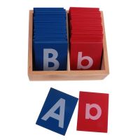 Wooden Montessori Sandpaper Alphabets Card Letter A-Z a-z Kids Learning Toys