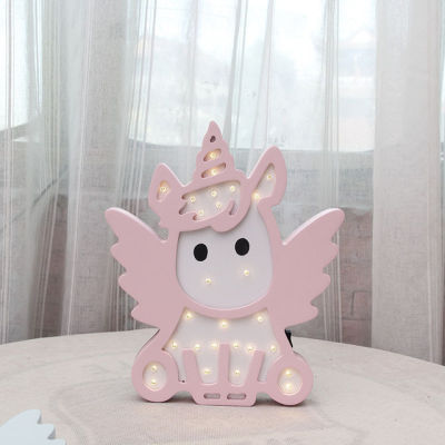 Pink Blue Color Unicorn Design Night Light Battery Power Lovely lampara infantil Switch bb glow Night Lamp For Baby boy girl