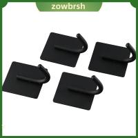 ZOWBRSH 4pcs สีดำสีดำ ตะขอติดด้วยตนเอง เหล็กไร้สนิม 1.71.7นิ้วค่ะ ตะขอติดหม้อ ทนทานต่อการใช้งาน ตะขอแบบมีกาวในตัวแข็งแรง อุปกรณ์สำหรับห้องครัว