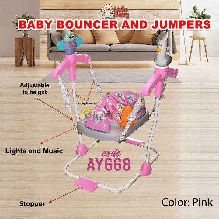 Hellobaby AY668 Jumper and Bouncer Animals Design Baby Walker Baby Bouncer with music Lazada PH