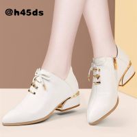 Ladies Shoes 2022 New Small Leather Shoes Pointed Toe British Autumn Shoes All-match Deep Mouth Medium Heel Thick Heel Ankle Boots Short Tube