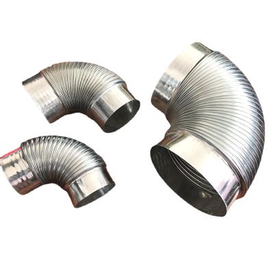 【YF】☫┅  degree thread corrugated spiral air duct chimney exhaust pipe water heater stainless steel galvanized white iron elbow