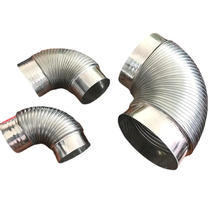 90 degree thread corrugated spiral air duct chimney smoke exhaust pipe
