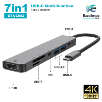 7 in 1 Type-C Multifunctional Converter HUB USB-C Multimedia adpater อุปกรณ์ต่อพ่วง#T-001