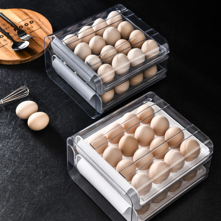 cod-กล่องเก็บไข่ในครัวเรือนถาดไข่ขนาดใหญ่กล่องเก็บตู้เย็นกล่องไข่แบบลิ้นชักในครัวกล่องไข่