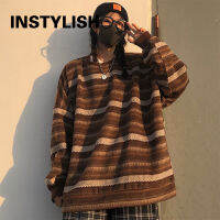 Instylish Y2K Harajuku ฤดูใบไม้ร่วงแขนยาว O คอหลวม Pullover Vintage ลายเสื้อกันหนาวขนาดใหญ่ถัก BF สไตล์จัมเปอร์ Top