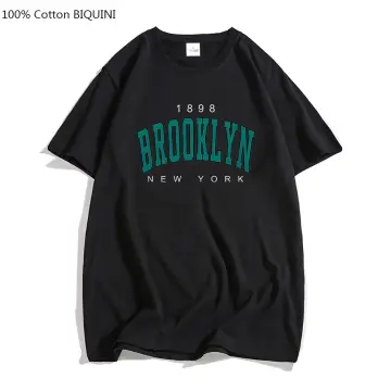 1898 Brooklyn New York T-Shirt Women,100% Cotton Tee Priting Letter,Casual  Oversized Tops,Y2K Clothes,High Quality Female Tshirt