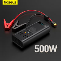 Baseus 500วัตต์รถอินเวอร์เตอร์ DC 12โวลต์เป็น AC 220โวลต์จอแสดงผลดิจิตอลอัตโนมัติพลังงาน Inversor USB Type C ชาร์จอย่างรวดเร็วสำหรับรถอะแดปเตอร์