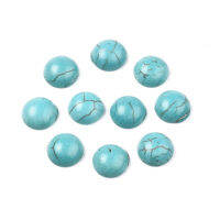 Craft Findings Dyed Synthetic Turquoise Gemstone Flat Back Dome Cabochons Half Round Dark Turquoise 6x3mm