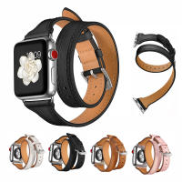 watch band strap For Apple 42mm 38mm 3 2 1 Double Tour Genuine Leather watchband Bracelet loop Wrist belt+metal buckle