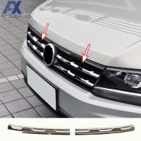 2Pcs ด้านหน้า Grille Grill ตาข่ายสติกเกอร์ฝาปิด Refit Molding สไตล์ Garnish สำหรับ VW TIGUAN Mk2ยุโรปรุ่น2016 2017 2018 2021