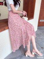 【CW】 2022 Korea GIrl Floral Robe Date Hight Waist One-Piece Lace-Up Skirts