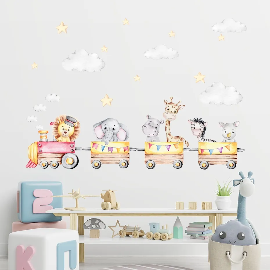 NEW】 Cartoon Lion Elephant Animal Train Vinyl Wall Sticker Nursery Wall  Decals Wallpaper Childrens Room Interior Home Decor Gifts | Lazada