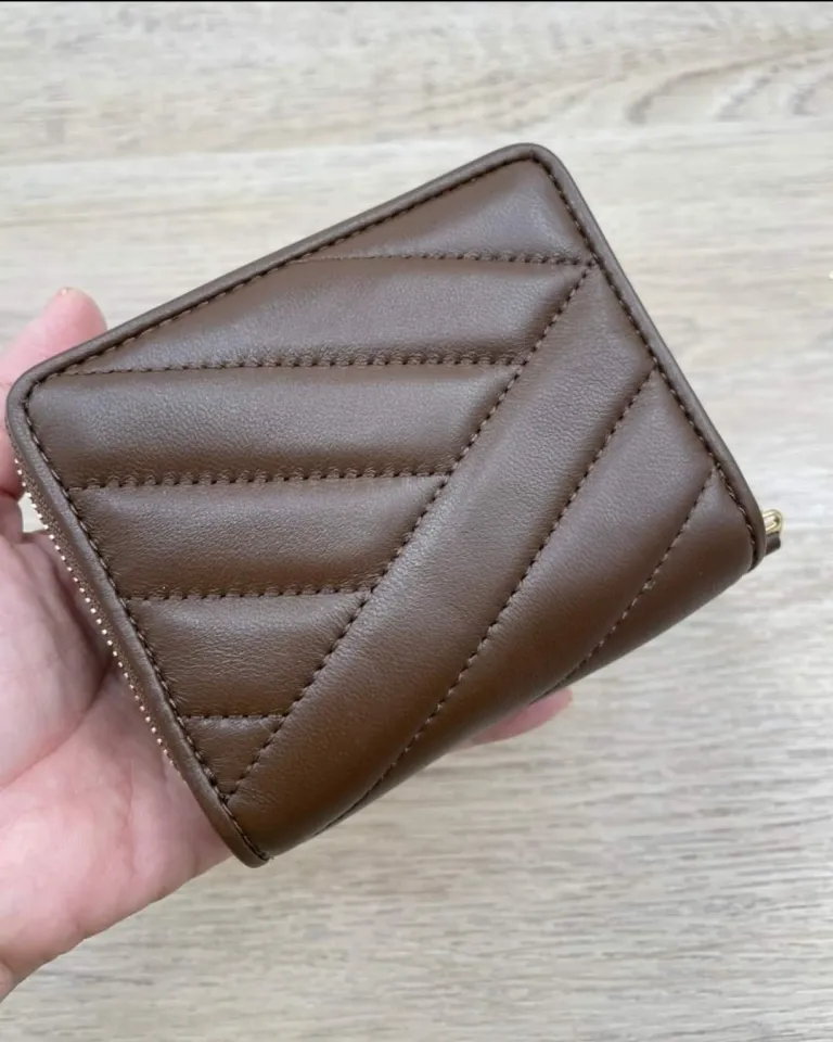 Tory Burch KIRA Chevron Bi Fold Wallet Sandpiper Brown Gold New with Tag -  $159 New With Tags - From Cassie