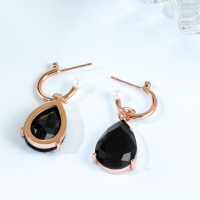 Womens fashion black drop spout studs earnails(Gold)2021