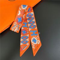 ▫❣ Silk Scarf Small Gemstone Letter Print Women Head Scarf Brand Small Tie Handle Bag Ribbon Small Long Scarves