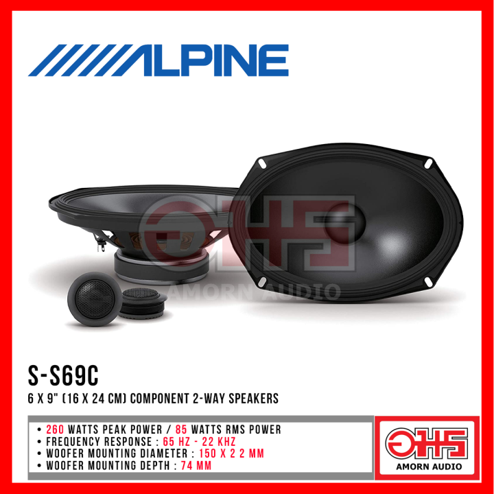 ALPINE S-S69C ลำโพงแยกชิ้น 2 ทาง ขนาด 6 X 9