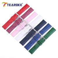 ﹍✱ TEAROKE 7 สายนาฬิกาหนังสี Candy ผู้ชายผู้หญิง 12-24 มม. รูปแบบจระเข้กันน้ำสายนาฬิกาอุปกรณ์เสริมคุณภาพสูง