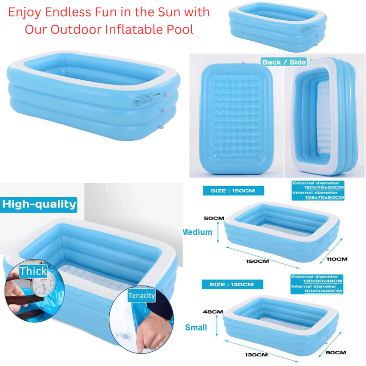 Inflatable Swimming Pool Adults Kids Pool Bathing Tub Outdoor Indoor ...