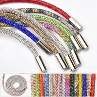 Diy Rhinestone Drawstring For Hoodie Trouser Sweatpant Rope Crystal Shiny Round Cord Replacement String Rubber Hose Diamond Trim