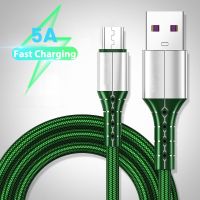 สายไมโคร USB สายที่ชาร์จเร็วแบบถักเร็วพิเศษ FGRTH 1ม. สายดิจิตอลสายสายข้อมูล USB Type C สายชาร์จ5A เร็วแบบสานสายรับส่งข้อมูลสายข้อมูล Micro USB