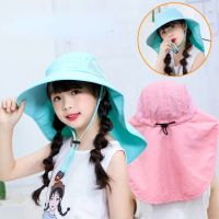 Children 39;s Summer Hat Outdoor Fisherman Hat Breathable Waterproof Anti-ultraviolet Anti-UV Windproof Rope Plus Whistle Sun Hat