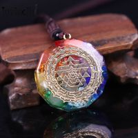 Women Men Colorful Sacred Geometry Chakra Energy Necklace/ Creative Wealth Good Luck Pendant Necklace