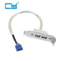【Online】 The Power Hub USB 2.0 Type A Female Back Panel ไปยังเมนบอร์ดสาย9pin 30ซม. ที่มีรายละเอียดต่ำ8ซม. ความสูง PCI Bracket สีขาว