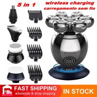 ZZOOI New7D Floating Head Mens Electric Shaver USB Charging Dock LCD Waterproof Portable Nose Hair Trimmer Bald Razor Machine Shaving