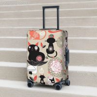 With Cat Suitcase Cover Floral pattern with cats Cruise Trip Vacation Useful Luggage Supplies Protector