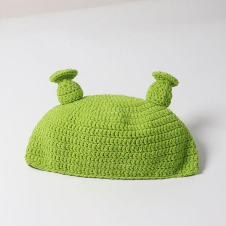ฮาโลวีนสีเขียวหูคาดศีรษะน่ารักตลกสีเขียวหมวกหมวกถักฟางสีเขียวหูผมห่วงสีเขียวหูหมวกเด็กตลกหมวก