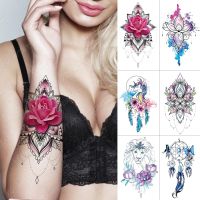 Waterproof Temporary Tattoo Sticker Dream Catcher Mandala Lotus Flash Tattoos Rose Flower Body Art Arm Water Transfer Fake Tatoo