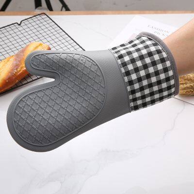 2Pcs Insulated Silicone Oven Short Gloves Oven Gloves Microwave Oven Cooking Tools Home Kitchens Cotton Heat Resistant Gloves